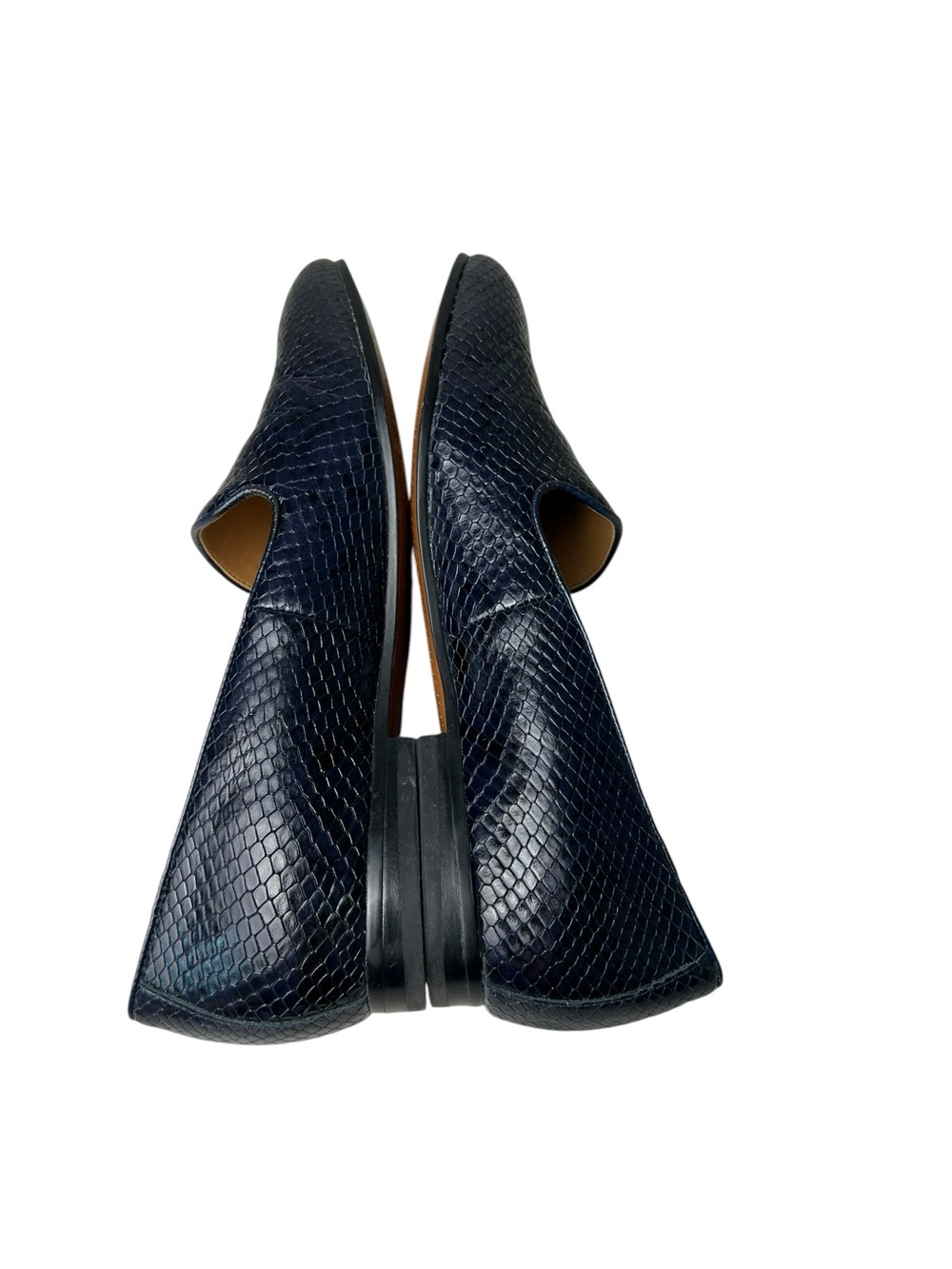 Vionic Willa Boa Snake Skin Embossed Size 7 Blue/Black Womens Slip On Loafers - Picture 7 of 13